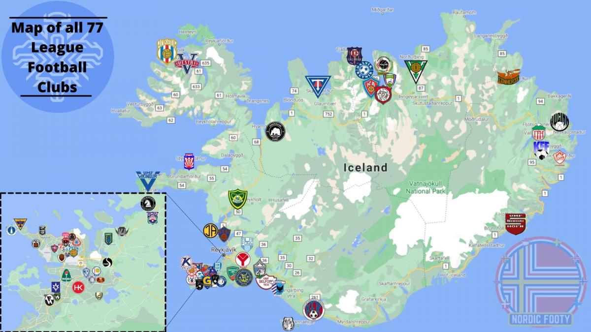 アイスランドのスタジアムマップ